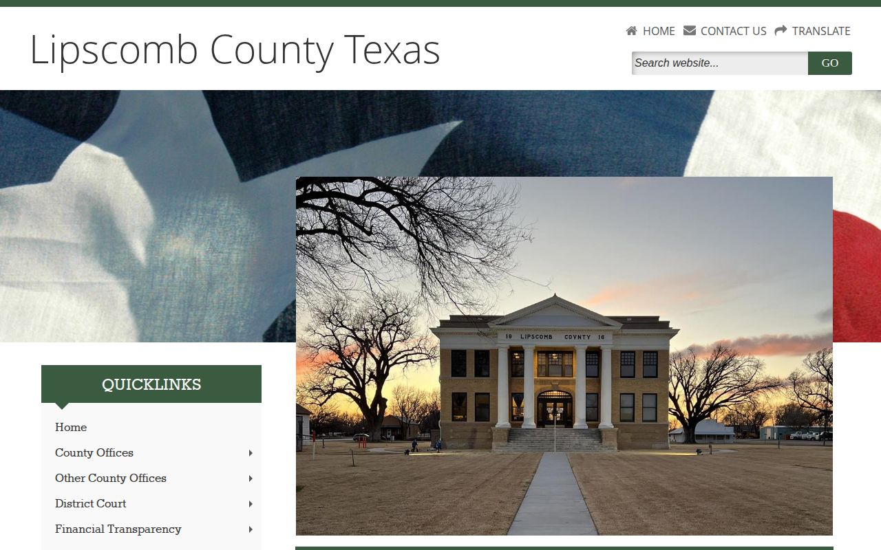 Lipscomb County booking-record route through the official county office directory